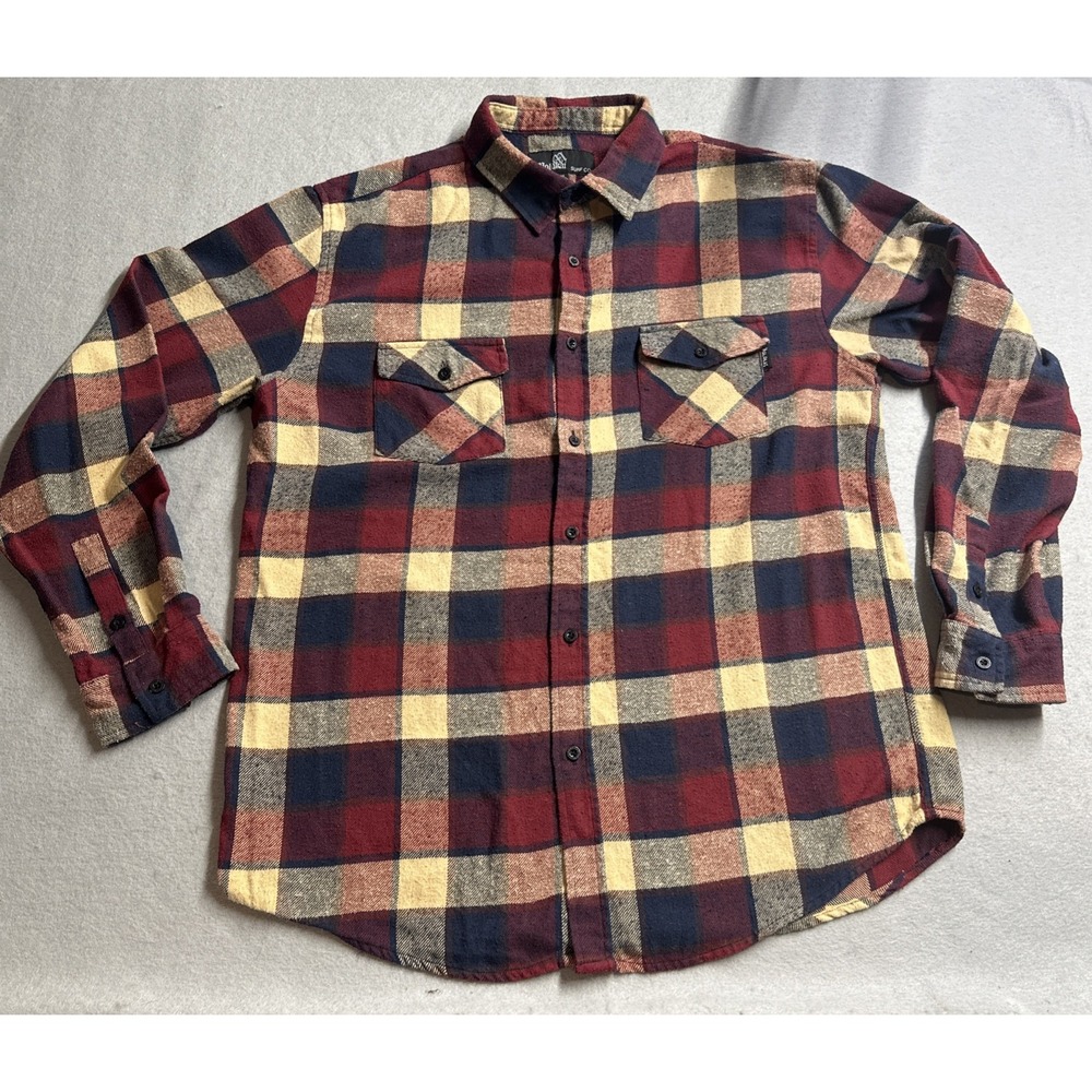 Molokai Surf Co. Flannel Shirt Mens XL Red Plaid Long Sleeve Button Up